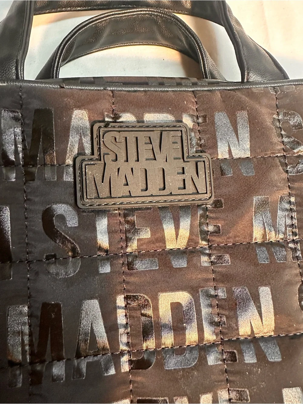 Steve Madden Black Quilted Clear Travel Cosmetic Makeup Train Case Bag